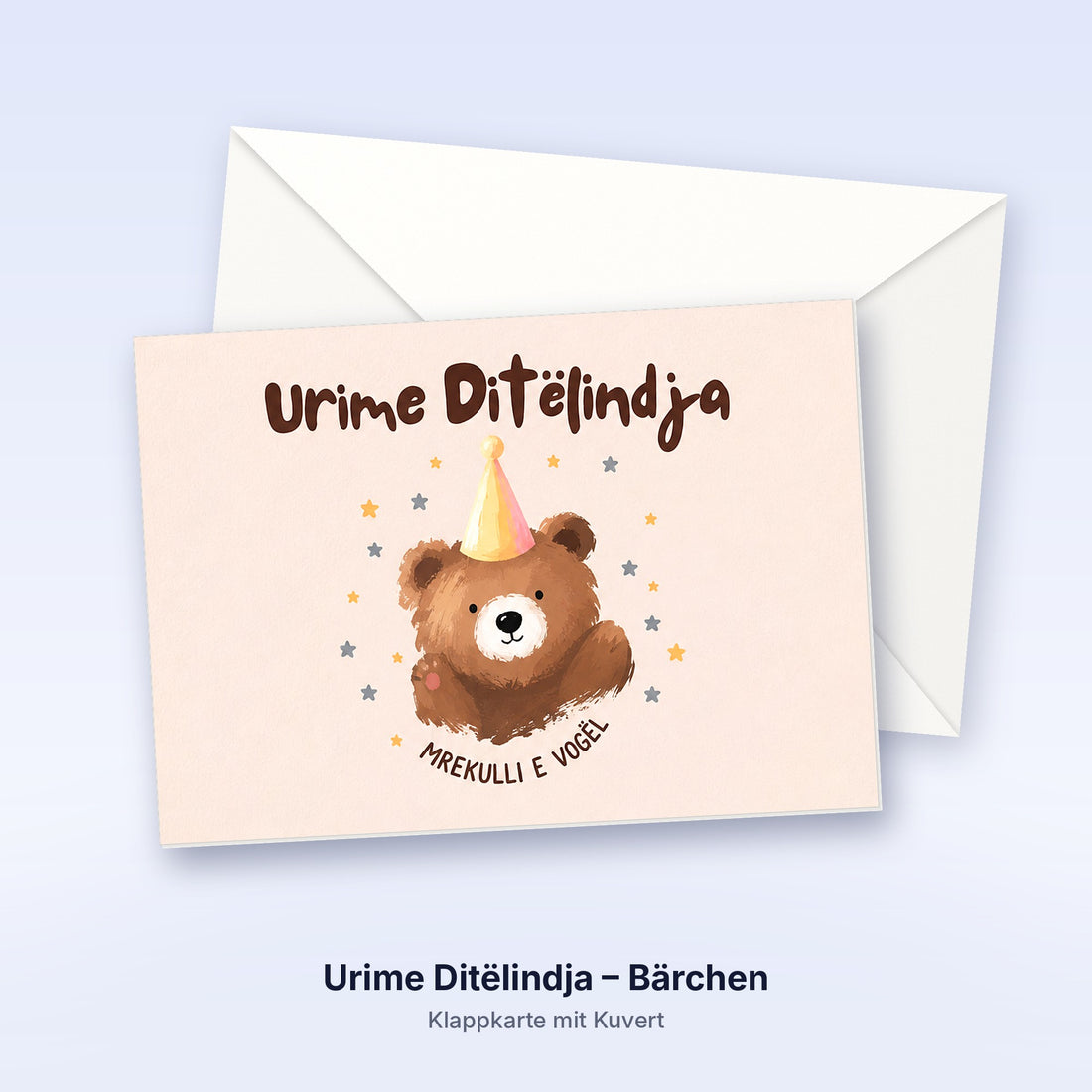 Albanische Geburtstagskarte – Urime Ditelindja - Bärchen