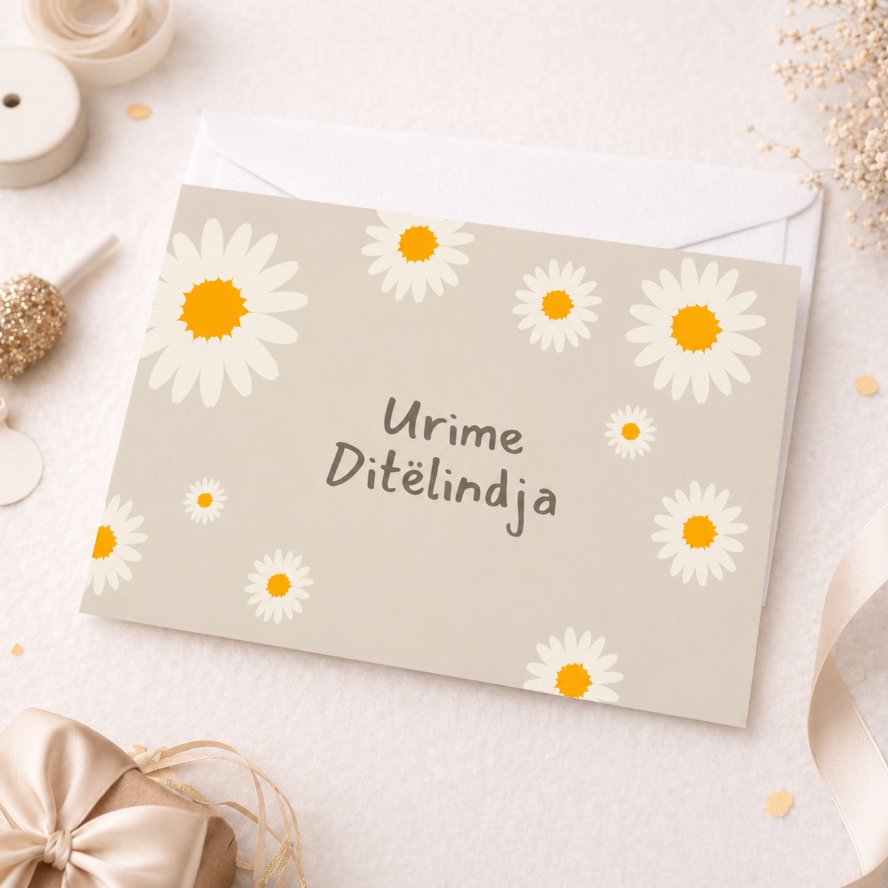 Albanische Geburtstagskarte – Urime Ditelindja - Sonnenblume