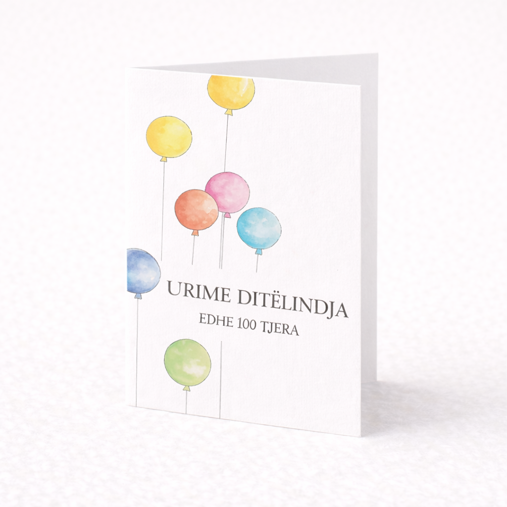 Albanische Geburtstagskarte – Urime Ditelindja - Ballons