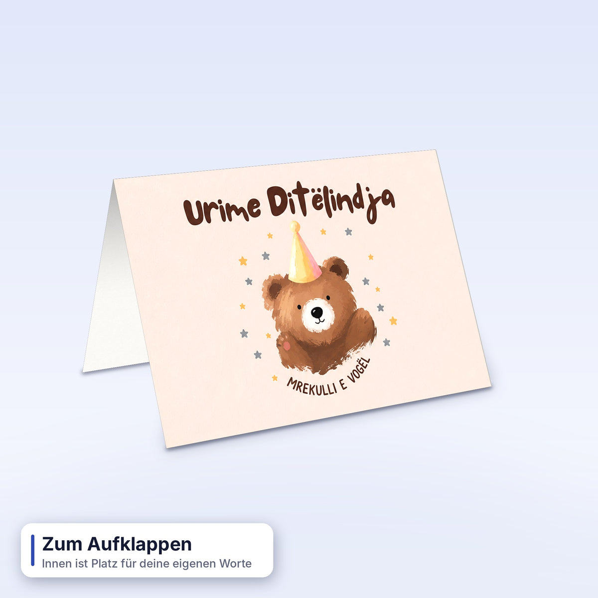 Albanische Geburtstagskarte – Urime Ditelindja - Bärchen