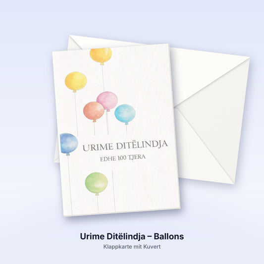 Albanische Geburtstagskarte – Urime Ditelindja - Ballons