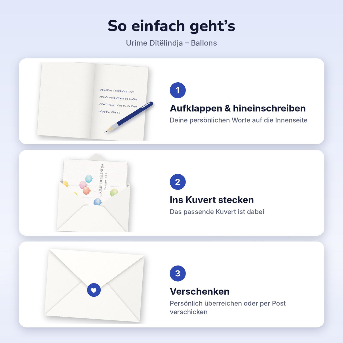Albanische Geburtstagskarte – Urime Ditelindja - Ballons