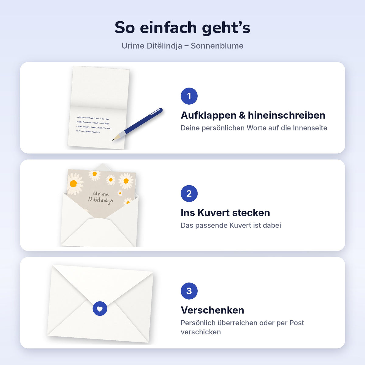 Albanische Geburtstagskarte – Urime Ditelindja - Sonnenblume